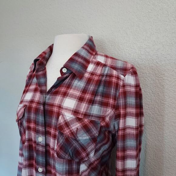 Lucky Brand Red Plaid Long Sleeve Button Down Size M - Picture 10 of 10